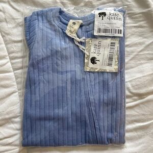 Blue Daisy Wide Rib Zip Footie